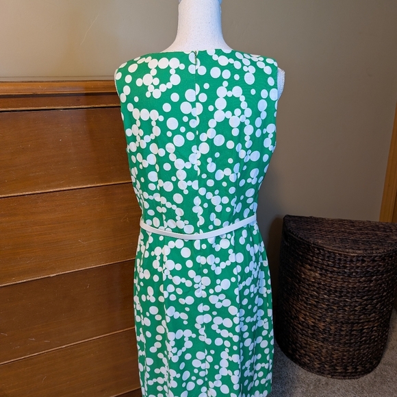 Dress Barn Spring Summer White & Green Floral Belted Dress Size 14 - Picture 7 of 13